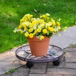 Vigoro 13.6 in. x 13.6 in. x 2.8 in. Brown Metal Plant Caddy -KANTE Sales vigoro planter caddies 154208 1f 1000