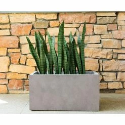 KANTE 31 in. L Rectangular Weathered Concrete/Fiberglass Indoor Outdoor Elegant Planter -KANTE Sales weathered concrete kante plant pots osf0104b c80021 2 4f 1000