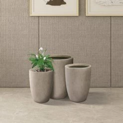 KANTE 22.4", 20.4" and 18.1"H Round Weathered Finish Concrete Planters Set of 3, Outdoor Indoor w/Drainage Hole & Rubber Plug -KANTE Sales weathered concrete kante plant pots rc0153bcd c80021 2 44 1000