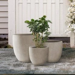 KANTE 22.4", 20.4" and 18.1"H Round Weathered Finish Concrete Planters Set of 3, Outdoor Indoor w/Drainage Hole & Rubber Plug -KANTE Sales weathered concrete kante plant pots rc0153bcd c80021 2 76 1000
