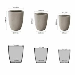KANTE 22.4", 20.4" and 18.1"H Round Weathered Finish Concrete Planters Set of 3, Outdoor Indoor w/Drainage Hole & Rubber Plug -KANTE Sales weathered concrete kante plant pots rc0153bcd c80021 2 c3 1000