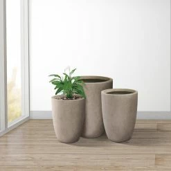 KANTE 22.4", 20.4" and 18.1"H Round Weathered Finish Concrete Planters Set of 3, Outdoor Indoor w/Drainage Hole & Rubber Plug -KANTE Sales weathered concrete kante plant pots rc0153bcd c80021 2 fa 1000