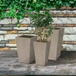 KANTE 24.4", 18" &15.7"H Weathered Finish Concrete Tall Planter Set of 3, Large Outdoor Indoor w/ Drainage Hole & Rubber Plug -KANTE Sales weathered concrete kante plant pots rf2015017cde c80021 2 76 1000