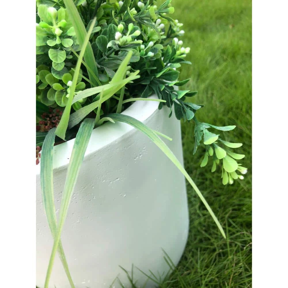 KANTE 12.9 in. Dia, Pure White Lightweight Concrete Modern Cylinder Outdoor Planter 5 KANTE 12.9 in. Dia, Pure White Lightweight Concrete Modern Cylinder Outdoor Planter - Image 3