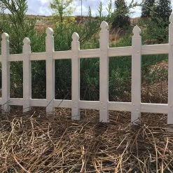 Vigoro 12 in. H White Classic Picket Style Plastic Garden Fence -KANTE Sales white plastic resin vigoro garden fencing 51502 44 1000