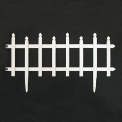 Vigoro 12 in. H White Classic Picket Style Plastic Garden Fence -KANTE Sales white plastic resin vigoro garden fencing 51502 4f 1000