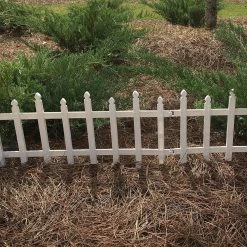 Vigoro 12 in. H White Classic Picket Style Plastic Garden Fence -KANTE Sales white plastic resin vigoro garden fencing 51502 c3 1000