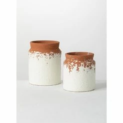 SULLIVANS White Ceramic Speckled Container (Set of 2) 9 SULLIVANS White Ceramic Speckled Container (Set of 2) -KANTE Sales white sullivans plant pots cm2936 1f 1000