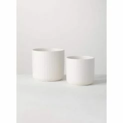 SULLIVANS White Ceramic Planter (Set of 2)