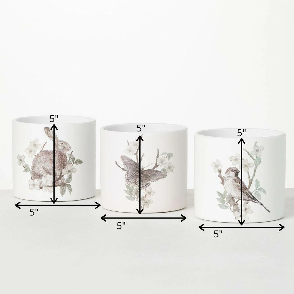 SULLIVANS Spring Print Decorative Pots - Set of 3 7 SULLIVANS Spring Print Decorative Pots - Set of 3 - Image 5