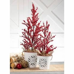 SULLIVANS White Joy Snowflake Metal Bucket (Set of 2) -KANTE Sales white sullivans plant pots met1751 4f 1000