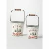 SULLIVANS White Merry Christmas Metal Bucket (Set of 2) 1 SULLIVANS White Merry Christmas Metal Bucket (Set of 2) -KANTE Sales white sullivans plant pots met1756 64 1000