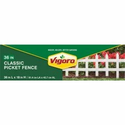 Vigoro 36 in. Wood Picket Garden Fence -KANTE Sales white vigoro garden fencing rc 74w 1f 1000