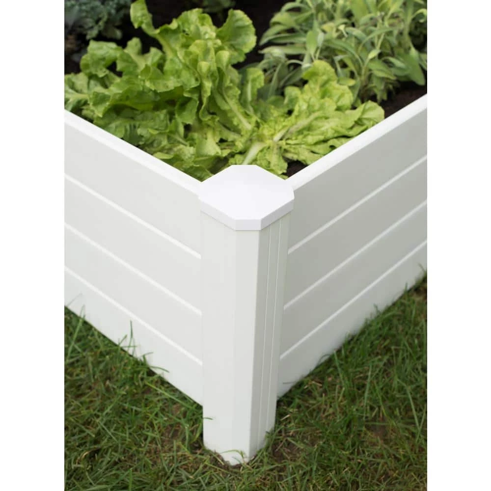 Vigoro 4 ft. x 4 ft. x 15 in. White Vinyl Raised Garden Bed 6 Vigoro 4 ft. x 4 ft. x 15 in. White Vinyl Raised Garden Bed - Image 4