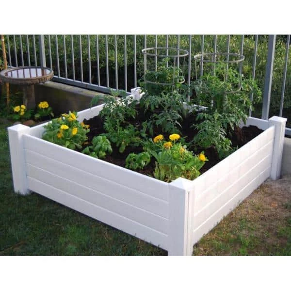 Vigoro 4 ft. x 4 ft. x 15 in. White Vinyl Raised Garden Bed 4 Vigoro 4 ft. x 4 ft. x 15 in. White Vinyl Raised Garden Bed - Image 2