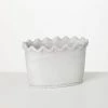 SULLIVANS White Scalloped Edge Cement Garden Pot -KANTE Sales whitewashed sullivans plant pots cmt1215 64 1000